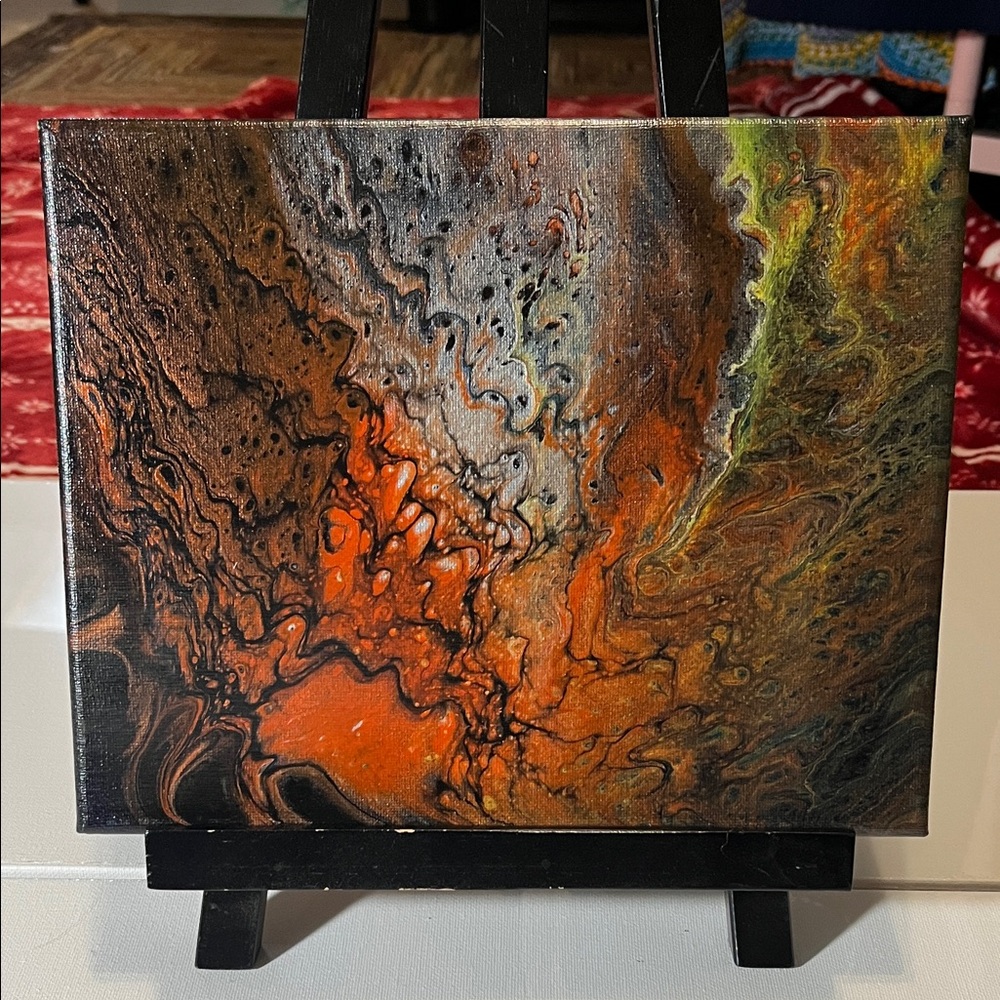 Abstract Orange and Black Canvas Art